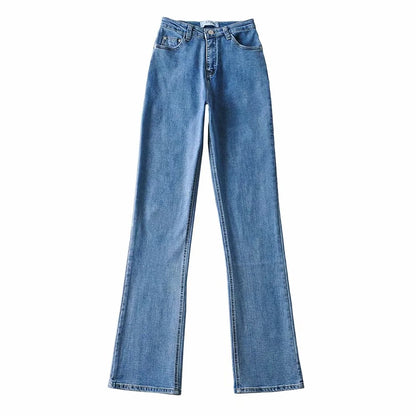 Casual High Waist Trumpet Women Long Jeans