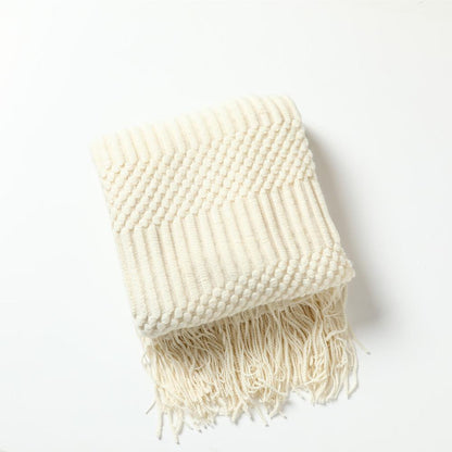 Soft Sofa Blanket with Tassels-Ivory-127*152+12CM-Free Shipping at meselling99