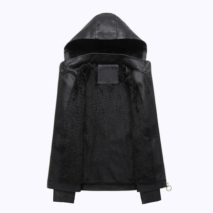 Fashion Turnover Collar Zipper Women PU Jacket