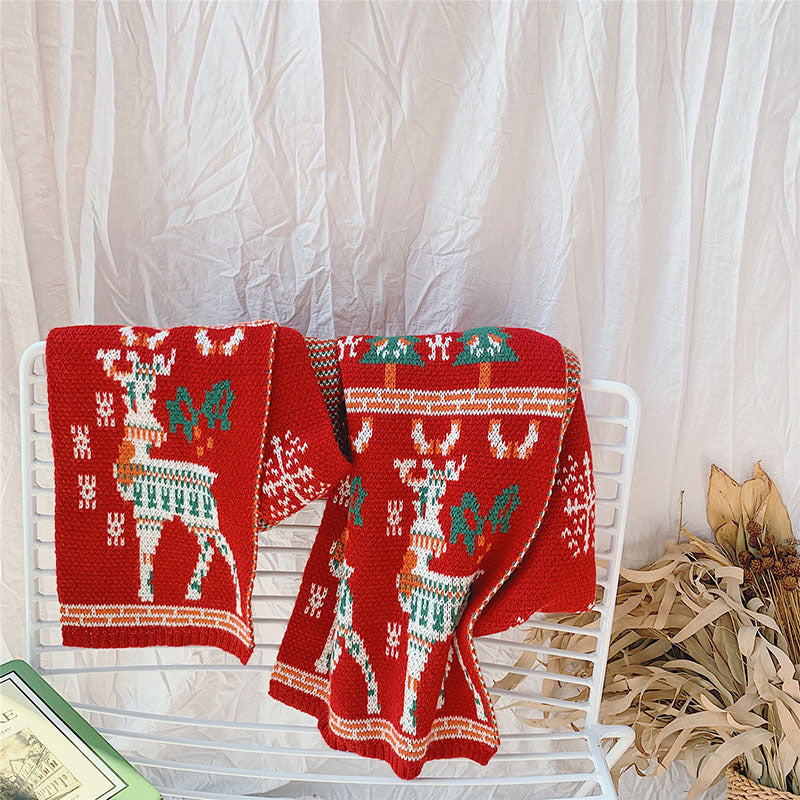Merry Christmas Parent and Kids Knitted Warm Scarves