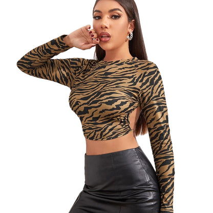 Sexy Backless Lace Up Long Sleeves Short Tops