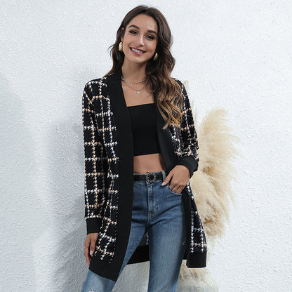Casual Leopard Design Knitted Coats for Women