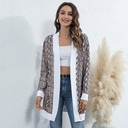 Casual Leopard Design Knitted Coats for Women