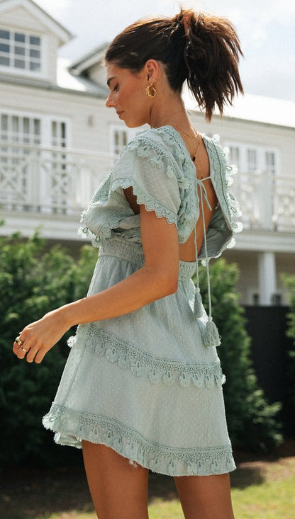 Lace Backless Sexy Short Dresses-STYLEGOING