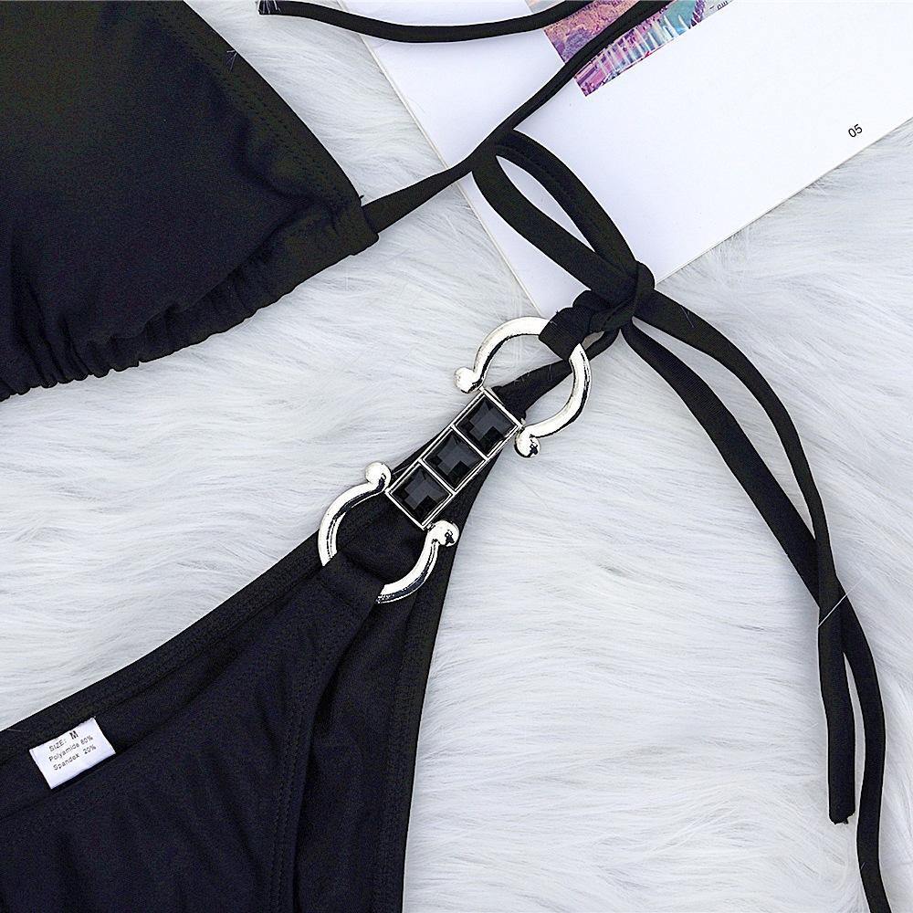 Black Sexy Rhinestone Bikni-STYLEGOING