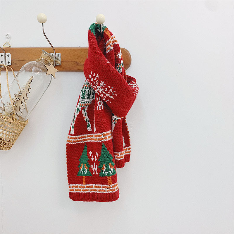 Merry Christmas Parent and Kids Knitted Warm Scarves