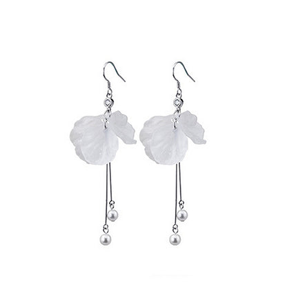 Preserved Fresh Flower Fairy Tassels Dangle Earrings for Women