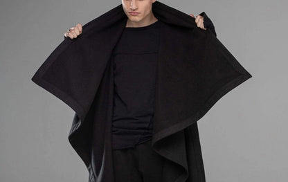Men's Street Style Punk High Neck Irregular Cape Trenchcoat-STYLEGOING
