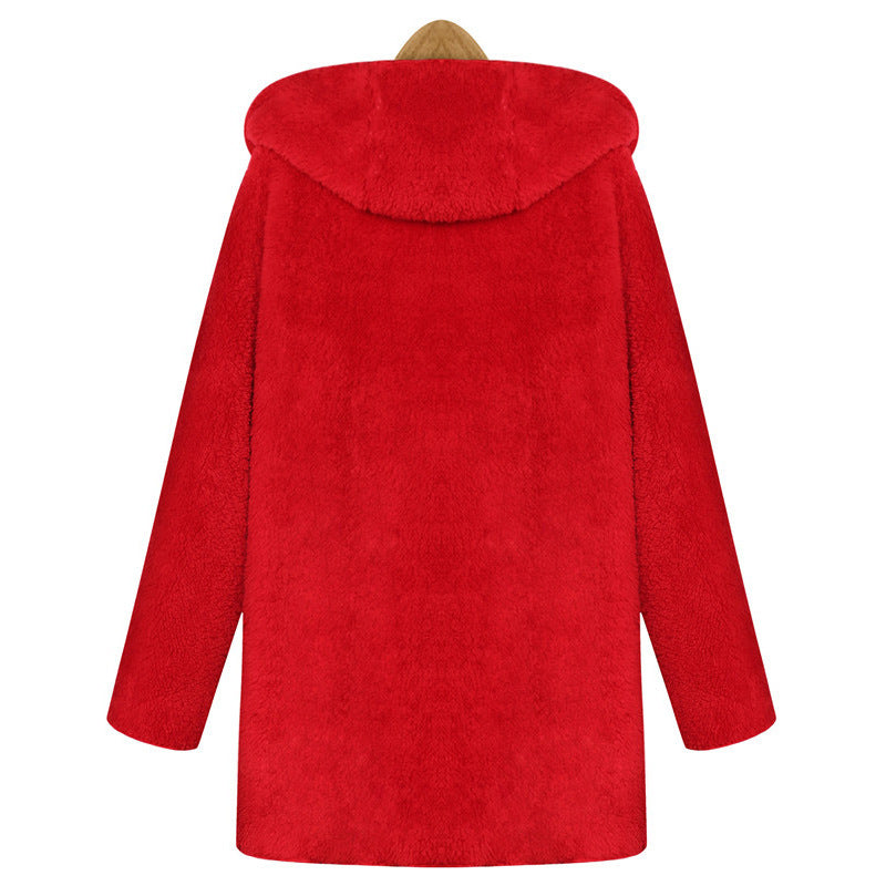 Fashion Women Warm Velvet Long Sleeves Overcoats