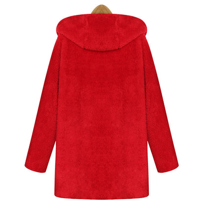 Fashion Women Warm Velvet Long Sleeves Overcoats