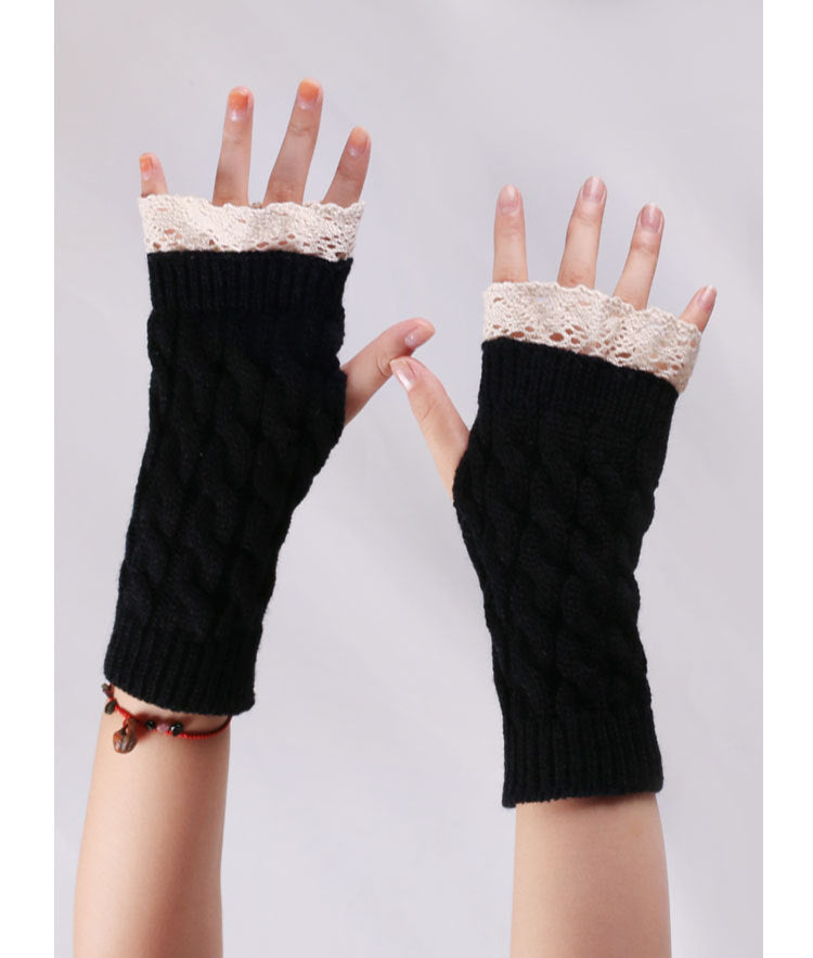2 Pairs/Set Lovely Finger Less Knitted Gloves for Girl