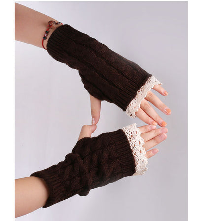 2 Pairs/Set Lovely Finger Less Knitted Gloves for Girl