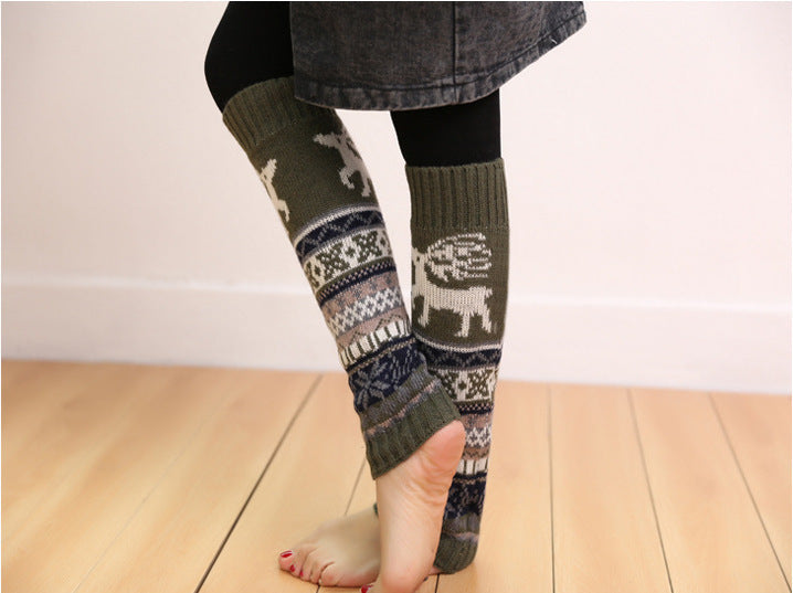 2 Pairs/Set Deer Designs Knitted Socks for Women