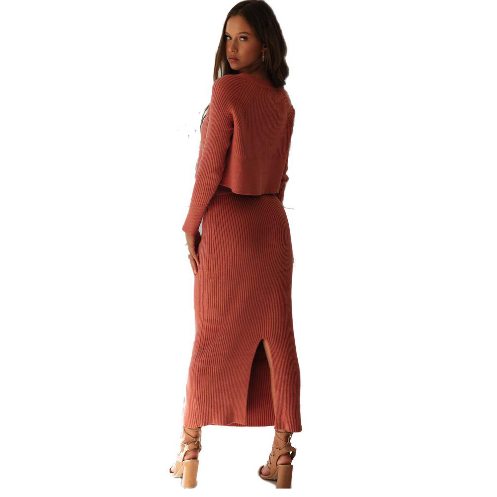 Sexy Bare Midriff Knitting Dress Suits-STYLEGOING