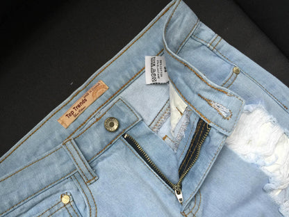 Women Broken Hole Ankle Length Jean Pants-STYLEGOING