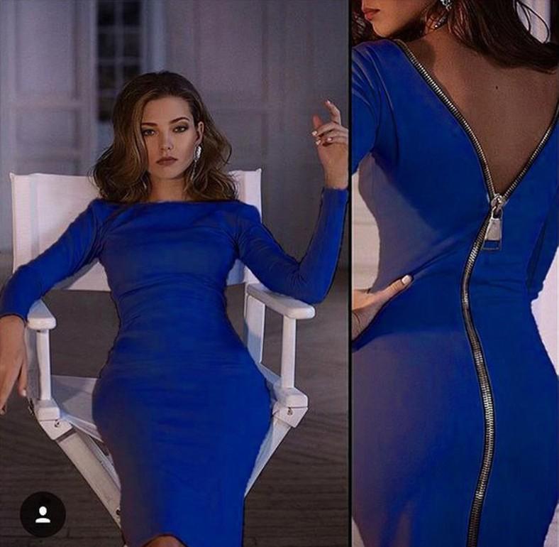 Sexy Back Zippered Bodycon Dresses-STYLEGOING