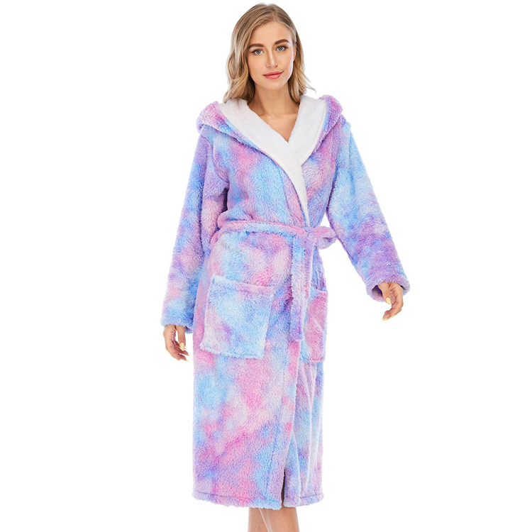 Women Dyed Fleece Casual Winter Hoodies Sleepwear with Pocket