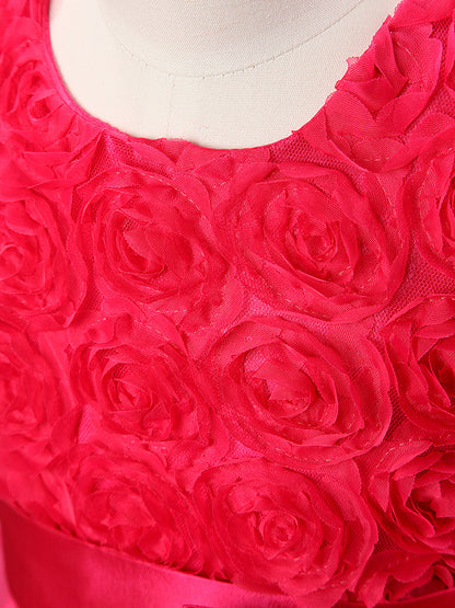 3D Rose Flower Princess Girls Dresses