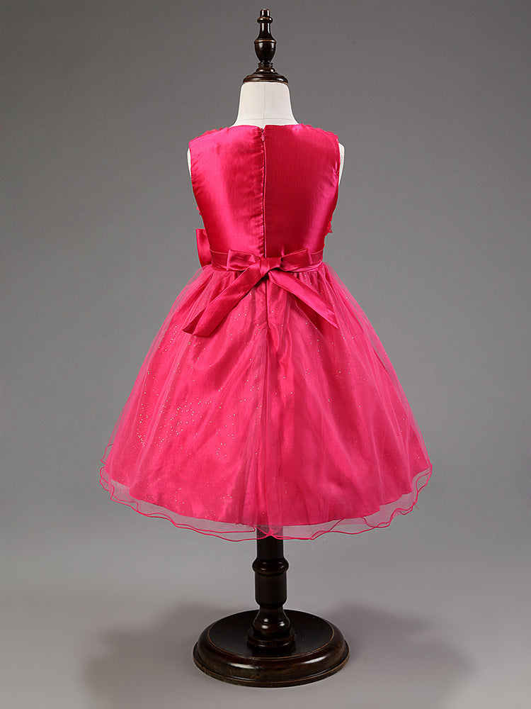 3D Rose Flower Princess Girls Dresses