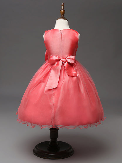 3D Rose Flower Princess Girls Dresses