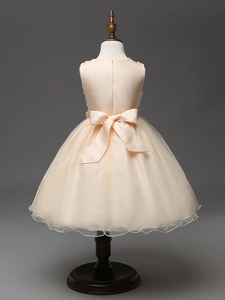 3D Rose Flower Princess Girls Dresses