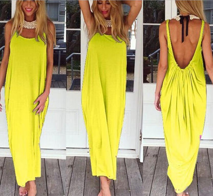 Sexy Backless U Shaped Beach Dresses-STYLEGOING