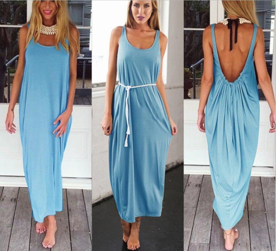 Sexy Backless U Shaped Beach Dresses-STYLEGOING