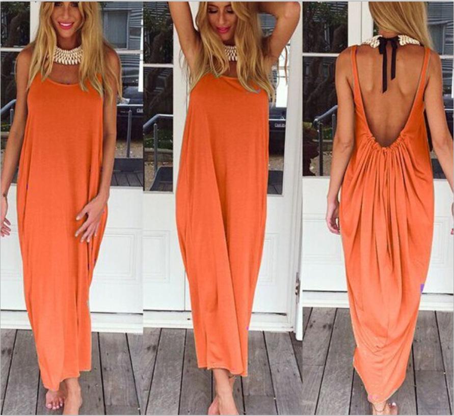 Sexy Backless U Shaped Beach Dresses-STYLEGOING