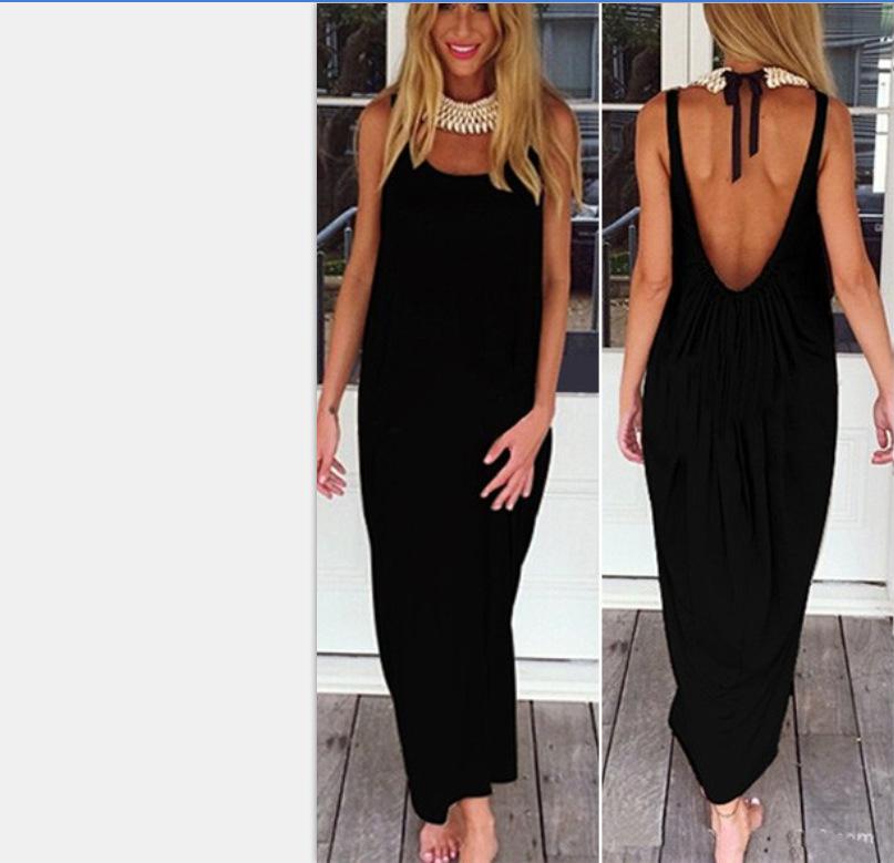Sexy Backless U Shaped Beach Dresses-STYLEGOING