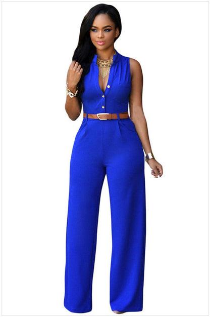 Sexy Pocket Jumsuits with Belt-STYLEGOING