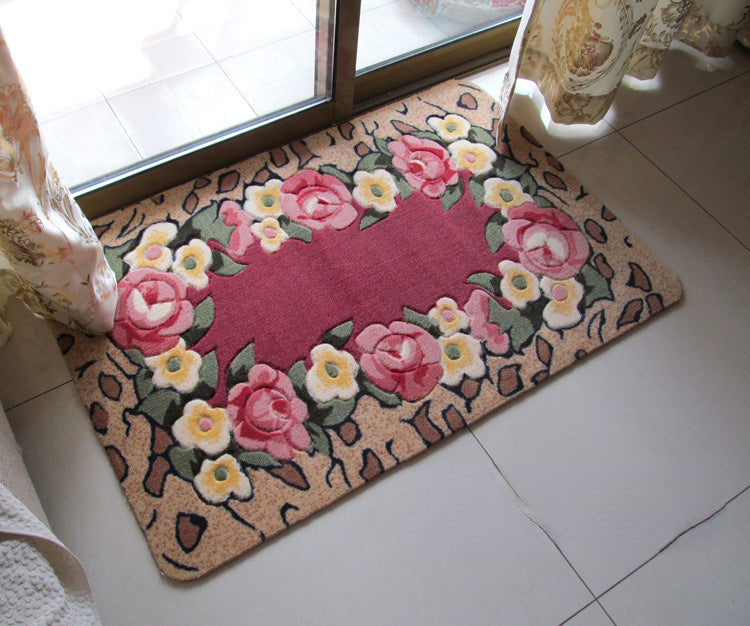 Pastoral Style Flowers Design Cuttable Non Slip Door Mats