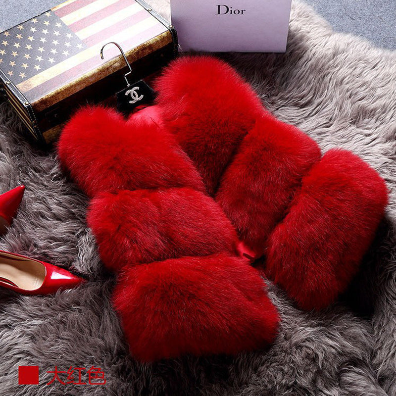 Plus Sizes Artificial Fur Short Vest for Women