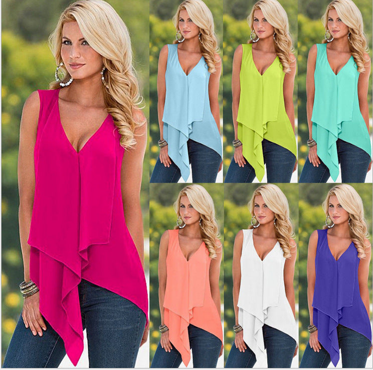 Summer Casual Daily Chiffon Sleeveless Tops