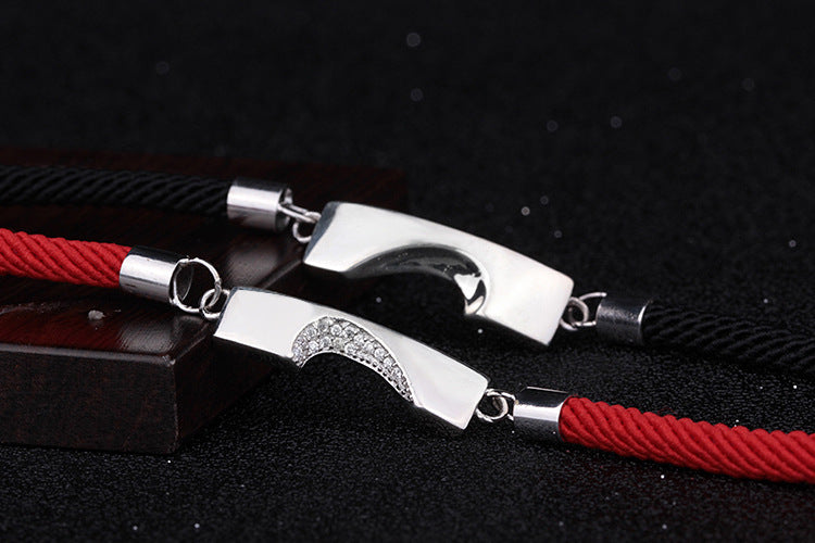 Heart Shape Designed Romatic Couple Silver Bracelets