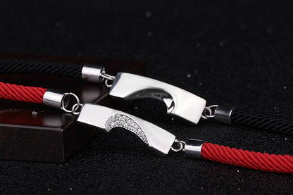 Heart Shape Designed Romatic Couple Silver Bracelets