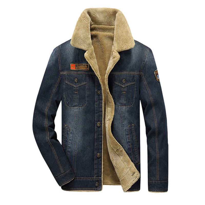 Casual Men Winter Denim Warm Coat