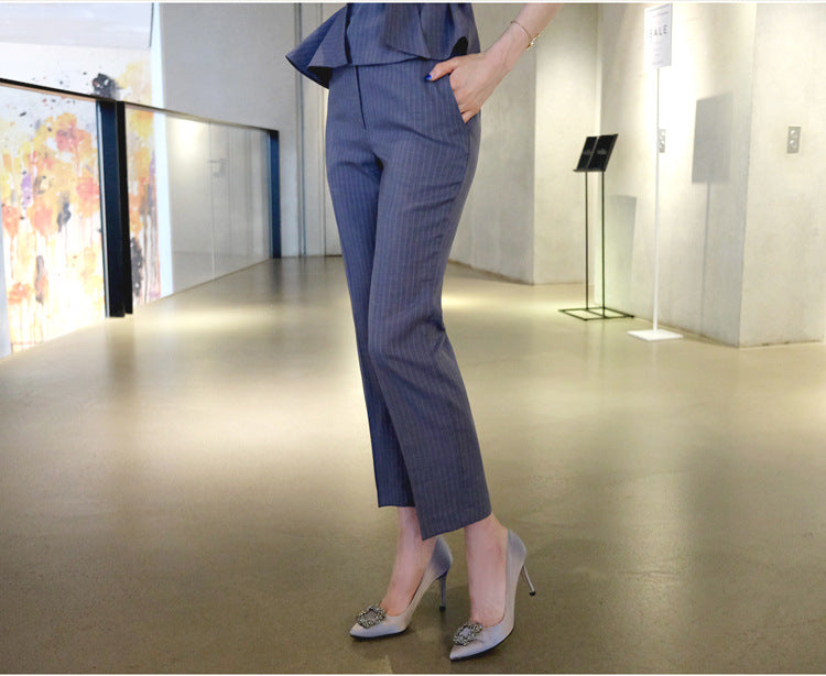 Fashion Ruffled Women Vest & Pants Office Lady Outfits