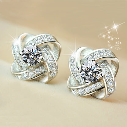 Snowflake Designed Sterling Silver Earring Studs