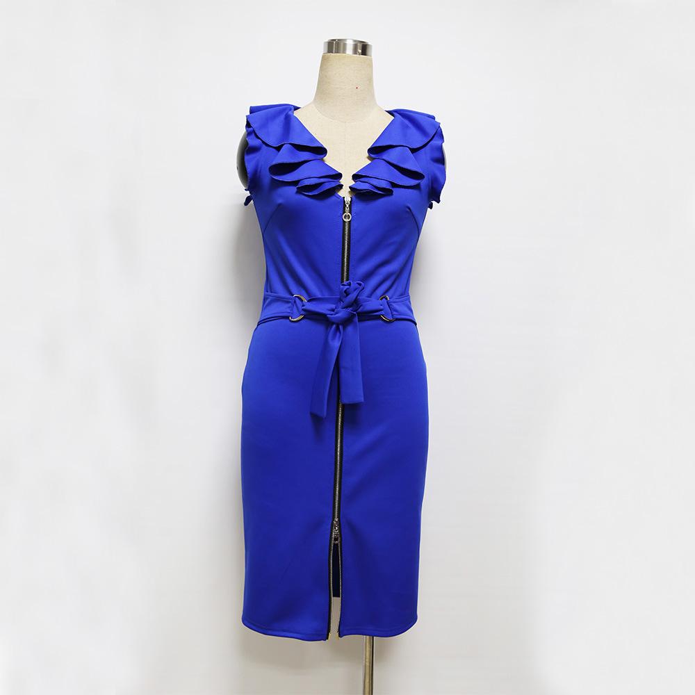 Sexy Ruffled V Neck Fashion Bodycon Dresses-STYLEGOING