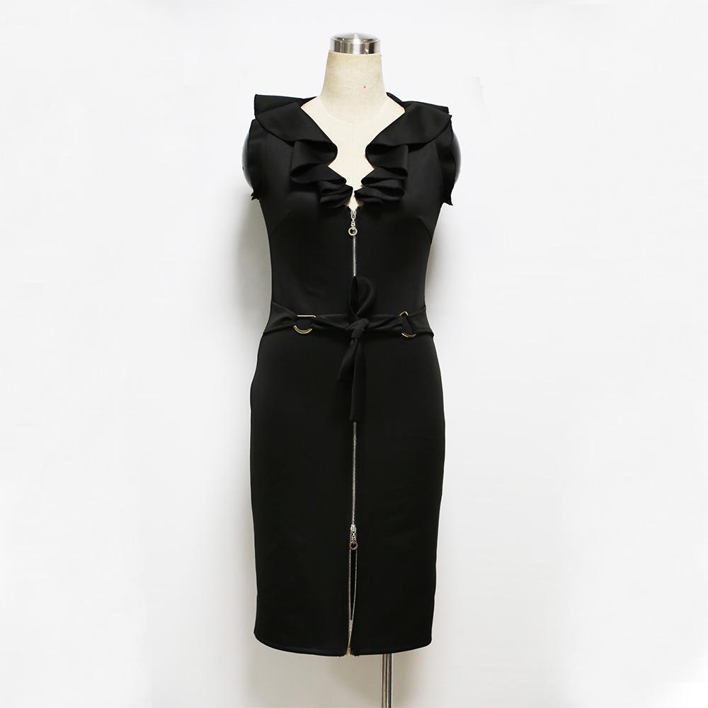 Sexy Ruffled V Neck Fashion Bodycon Dresses-STYLEGOING