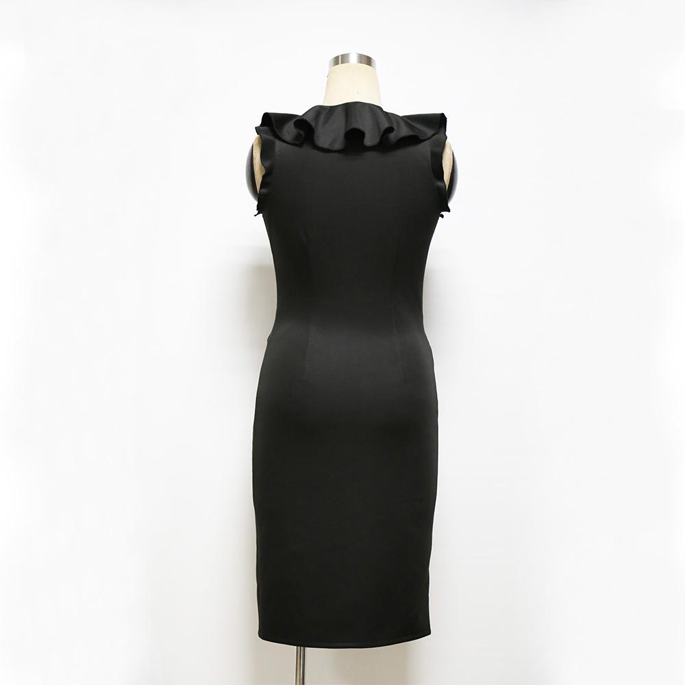 Sexy Ruffled V Neck Fashion Bodycon Dresses-STYLEGOING