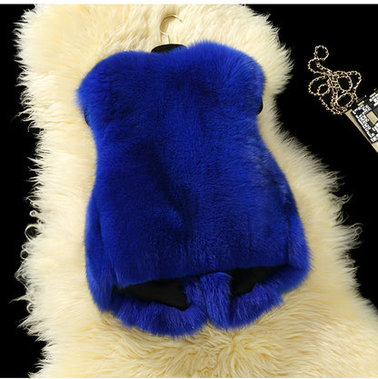 Warm Artifical Fox Fur Sleeveless Vest for Kids
