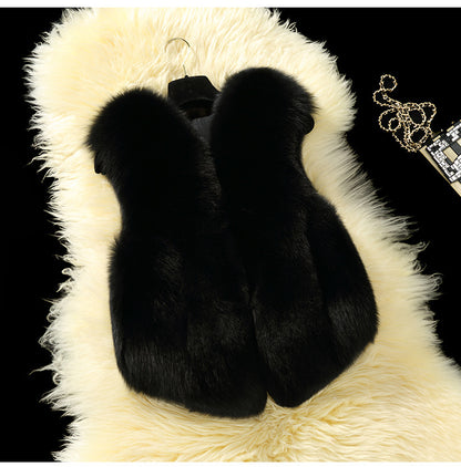 Warm Artifical Fox Fur Sleeveless Vest for Kids