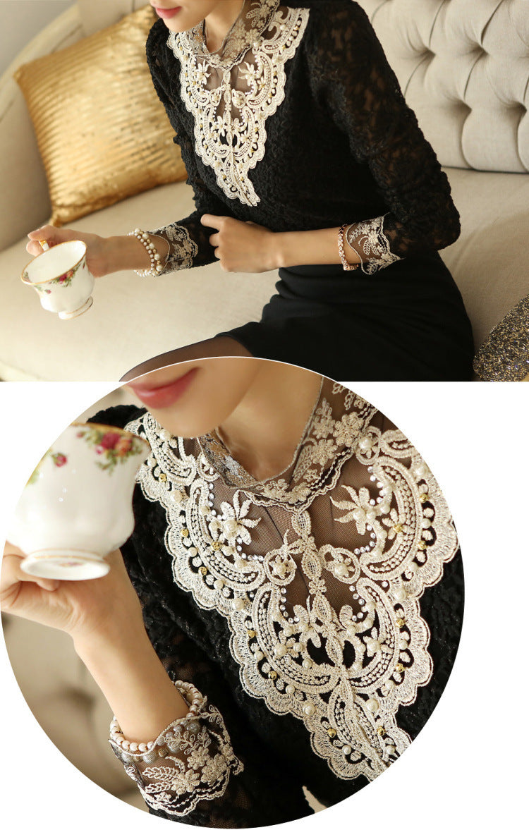 Sexy Women Long Sleeves Lace T Shirts