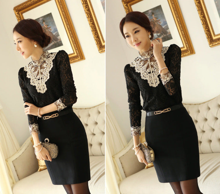 Sexy Women Long Sleeves Lace T Shirts