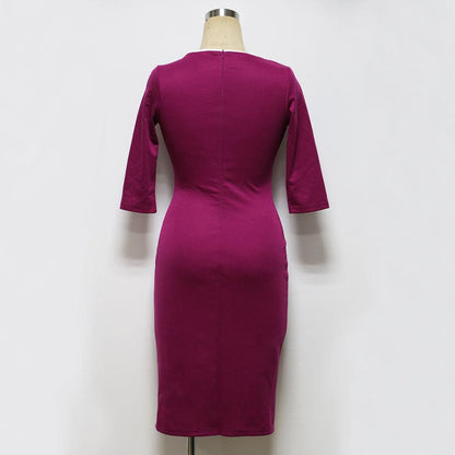 Sexy Women Deep V Neck Split Pencil Dresses-STYLEGOING