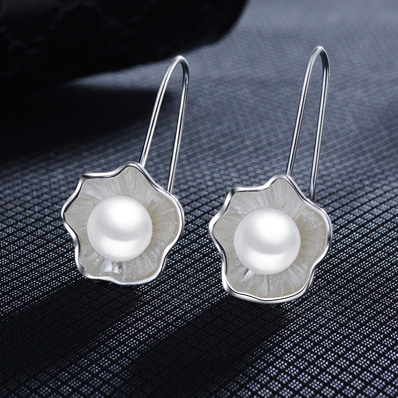 Ethnic Lotus Pearl Design Women Earrings