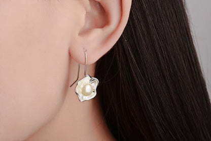 Ethnic Lotus Pearl Design Women Earrings