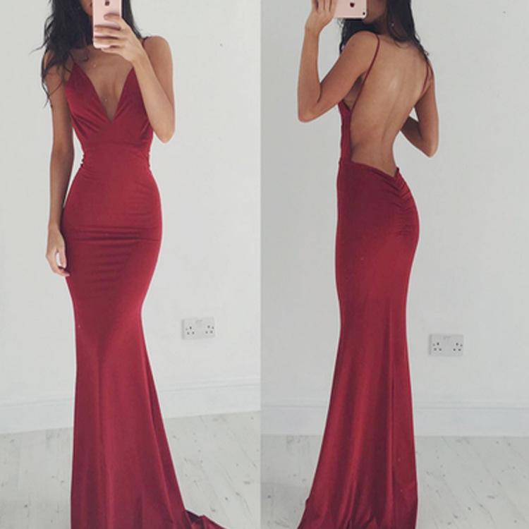 Sexy Sleevess Backless Long Party Dresses-STYLEGOING