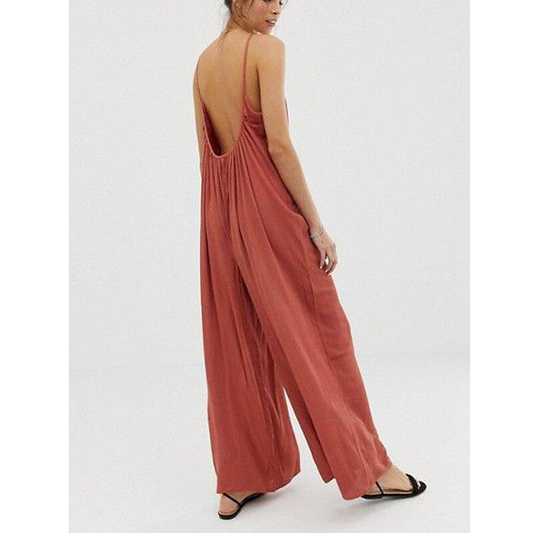 Loose Backless Wide Leg Jumpsuits-STYLEGOING
